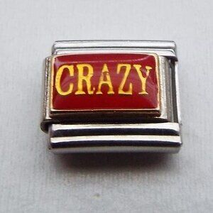 Crazy on red enamel 9mm stainless steel italian charm bracelet link new